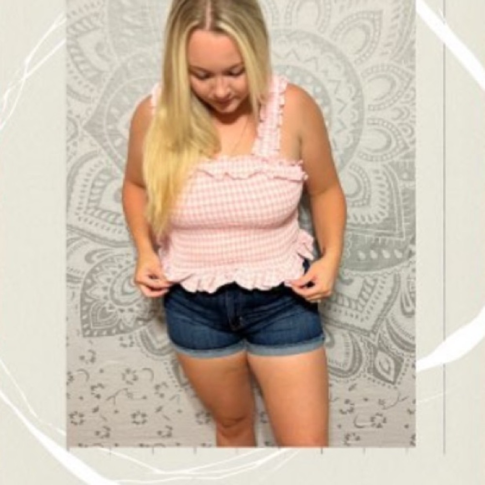 Mable pink plaid crop top